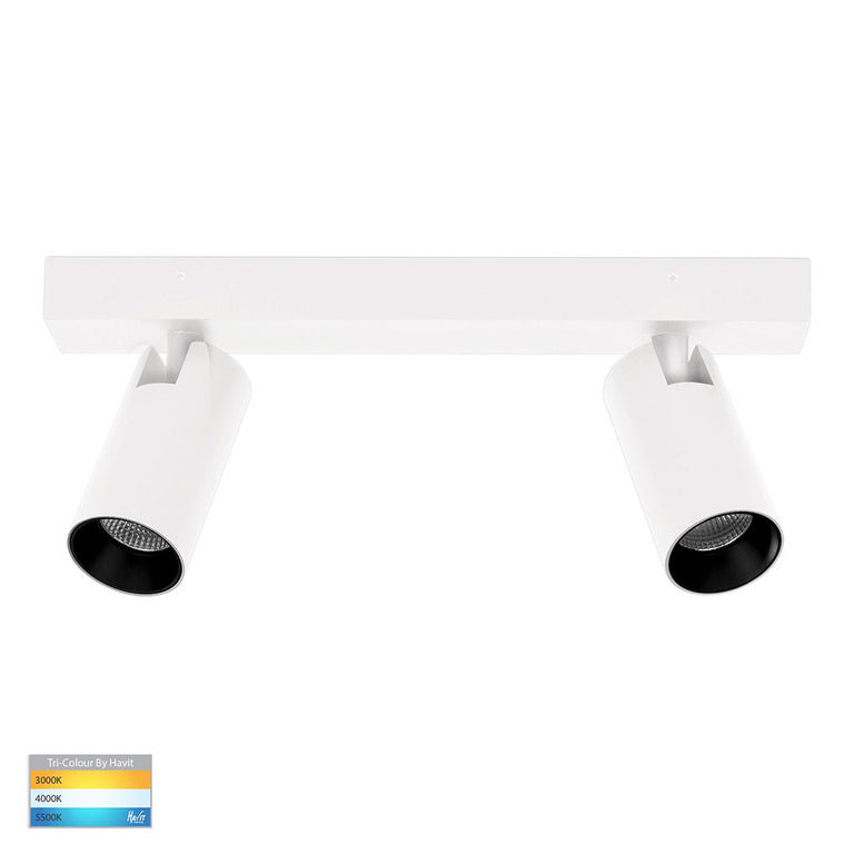 Revo 2 x 8W CCT 240V 2 Light LED Adjustable Spotlight White - HV4002T-2-WHT