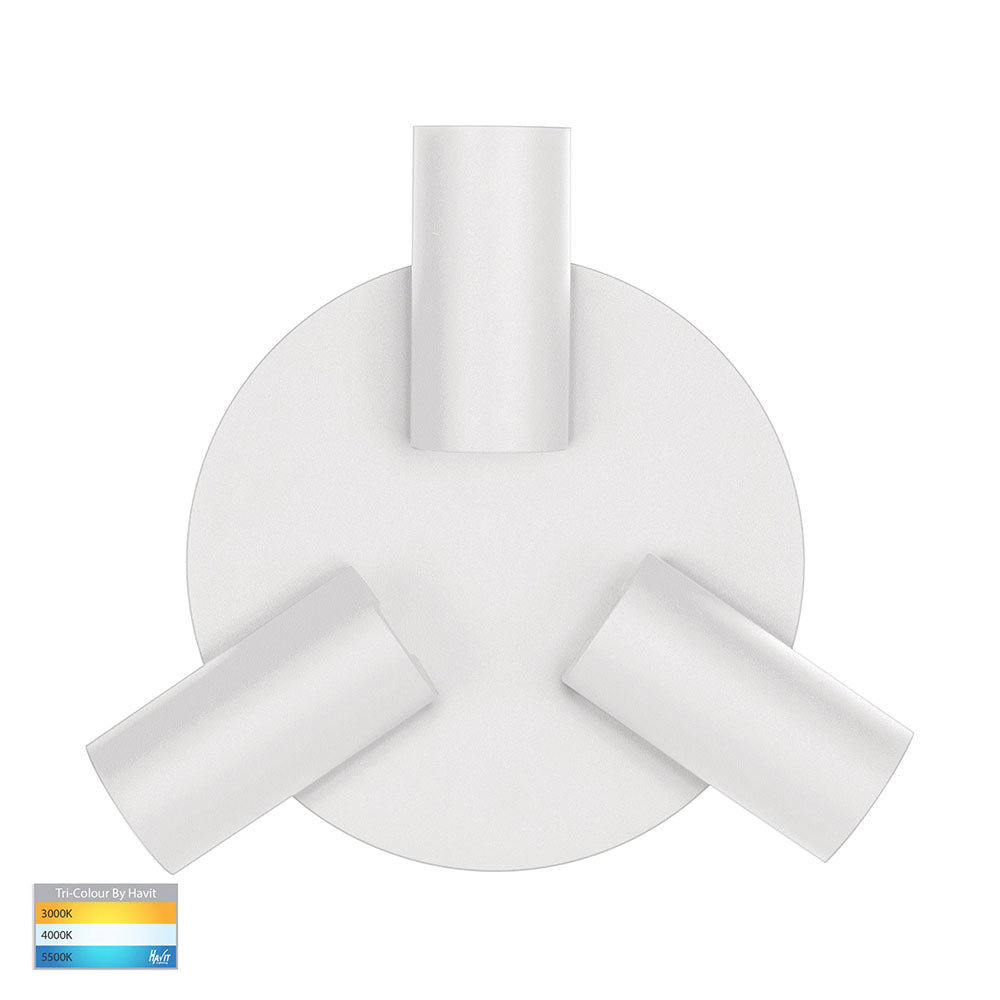 Revo 24W 240V 3 Light Dimmable LED Spotlight Round White / Tri-Colour - HV4002T-3-WHT-RND