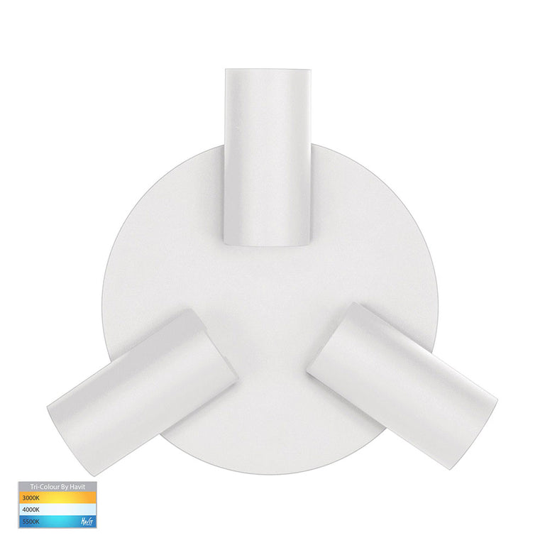 Revo 24W 240V 3 Light Dimmable LED Spotlight Round White / Tri-Colour - HV4002T-3-WHT-RND