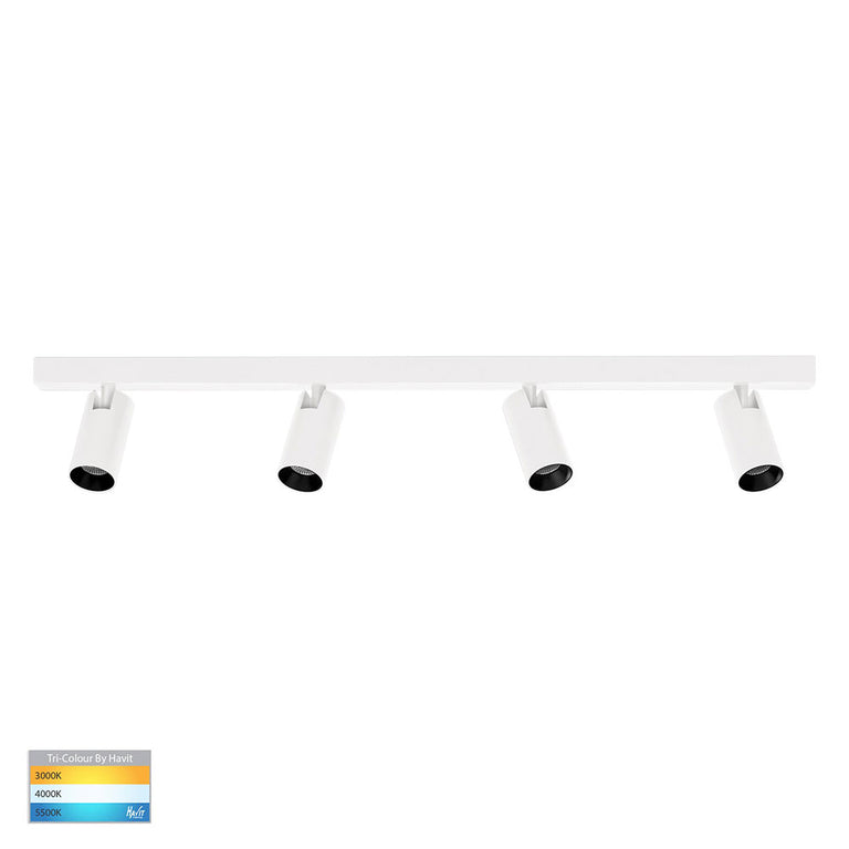 Revo 4 x 8W CCT 240V 4 Light LED Adjustable Spotlight White - HV4002T-4-WHT