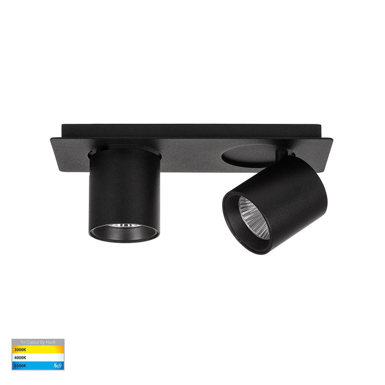 Sbarra Aluminium 2 Light Adjustable Bar Light Black - HV4003T-2-BLK