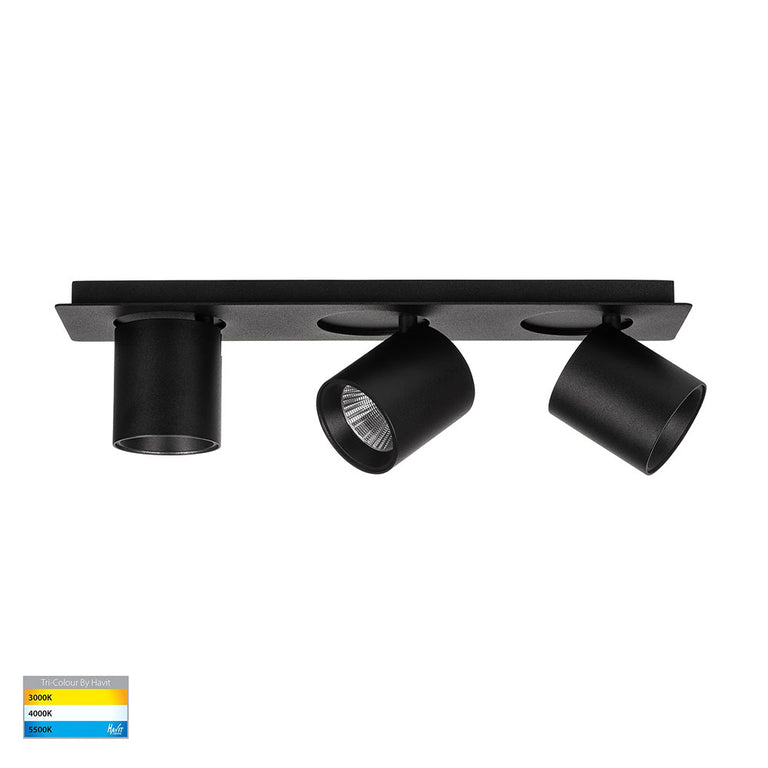 Sbarra Aluminium 3 Light Adjustable Bar Light Black - HV4003T-3-BLK