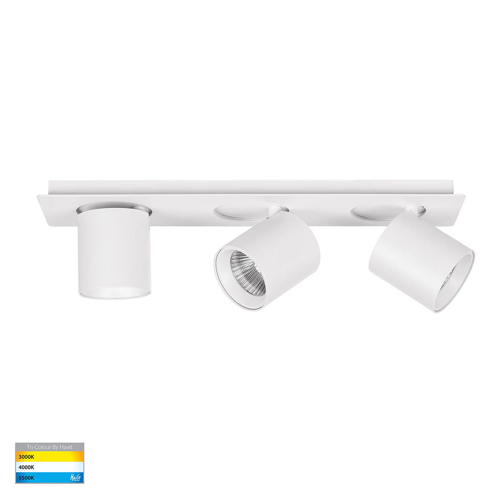 Sbarra Aluminium 3 Light Adjustable Bar Light White - HV4003T-3-WHT