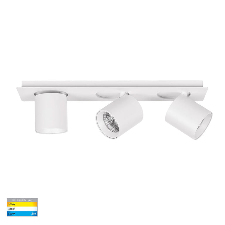 Sbarra Aluminium 3 Light Adjustable Bar Light White - HV4003T-3-WHT