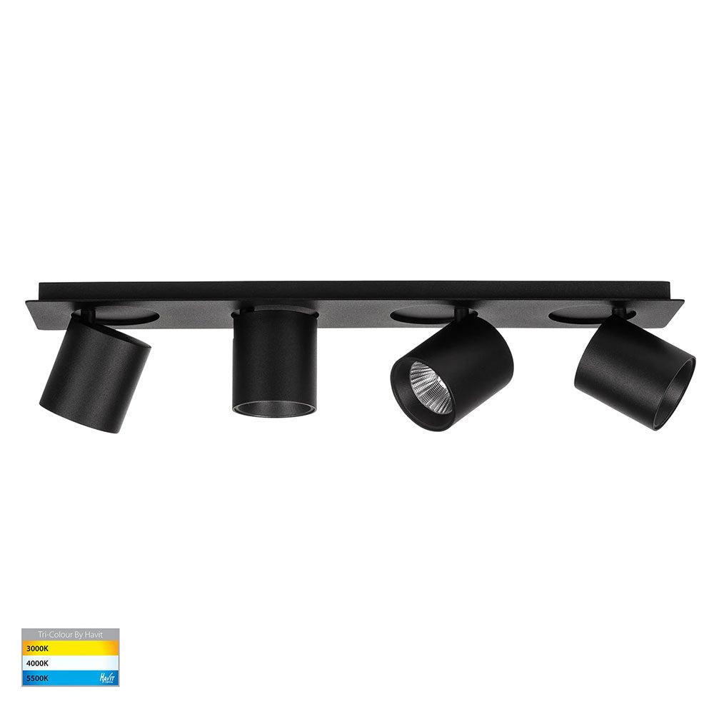 Sbarra Aluminium 4 Light Adjustable Bar Light Black - HV4003T-4-BLK