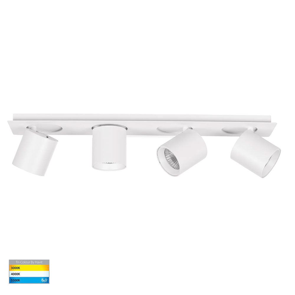 Sbarra Aluminium 4 Light Adjustable Bar Light White - HV4003T-4-WHT
