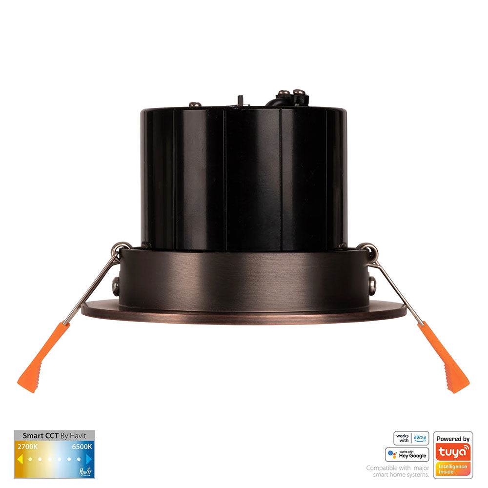 Prime Wi-Fi 12W CCT 240V LED Tilt Downlight Antique Brass - HV5512CCT-AB