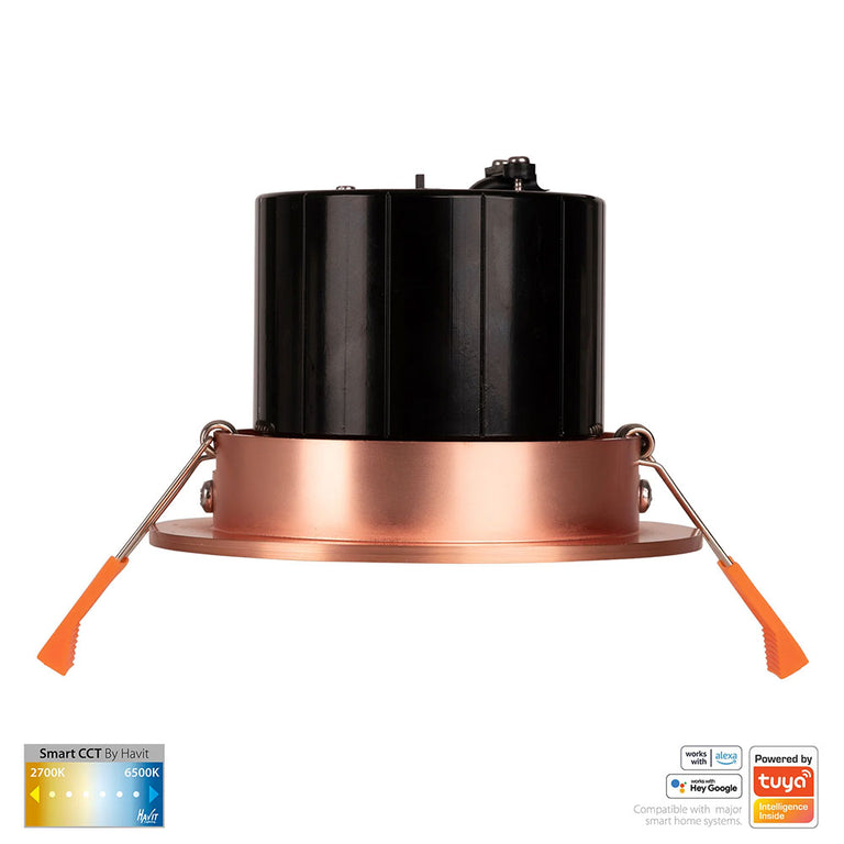 Prime Wi-Fi 12W CCT 240V LED Tilt Downlight Copper - HV5512CCT-CP