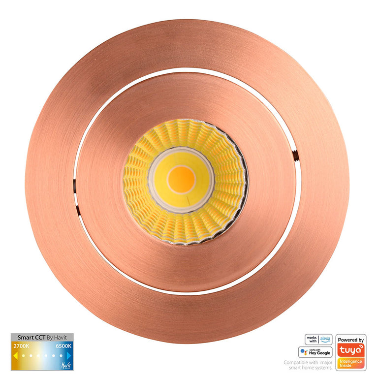Prime Wi-Fi 12W CCT 240V LED Tilt Downlight Copper - HV5512CCT-CP