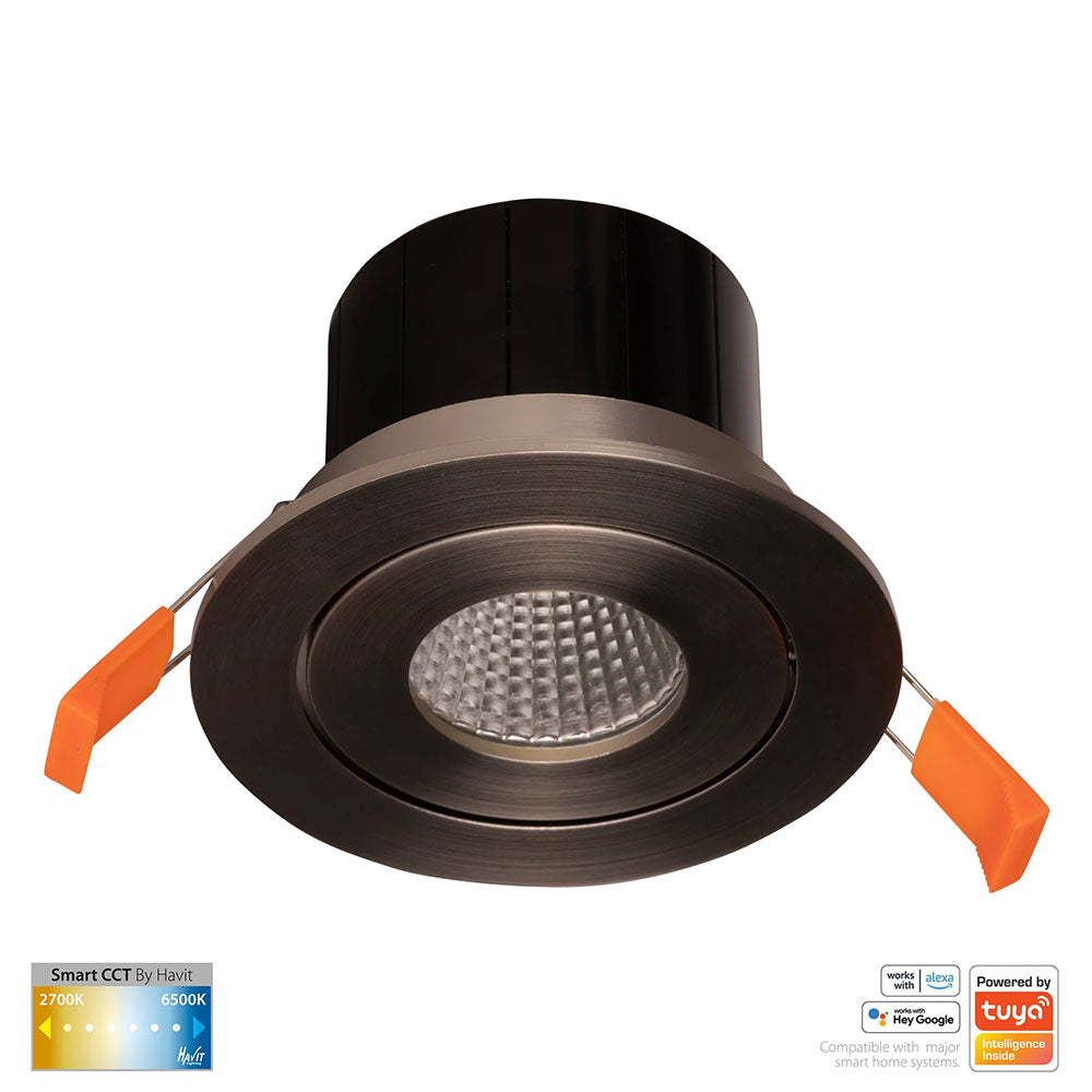 Prime Wi-Fi 12W CCT 240V LED Tilt Downlight Nickel - HV5512CCT-NK