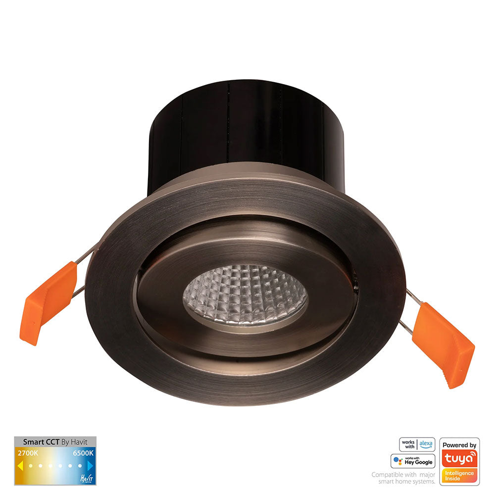Prime Wi-Fi 12W CCT 240V LED Tilt Downlight Nickel - HV5512CCT-NK