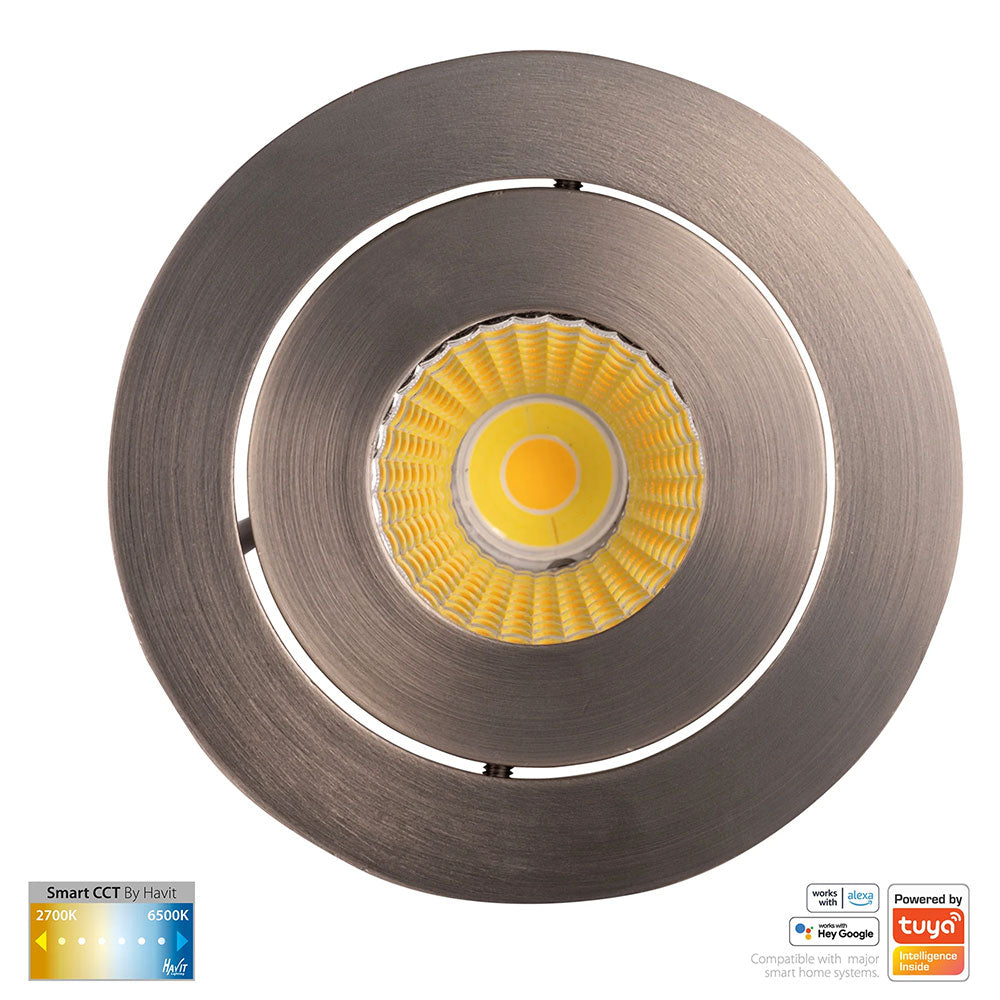 Prime Wi-Fi 12W CCT 240V LED Tilt Downlight Nickel - HV5512CCT-NK