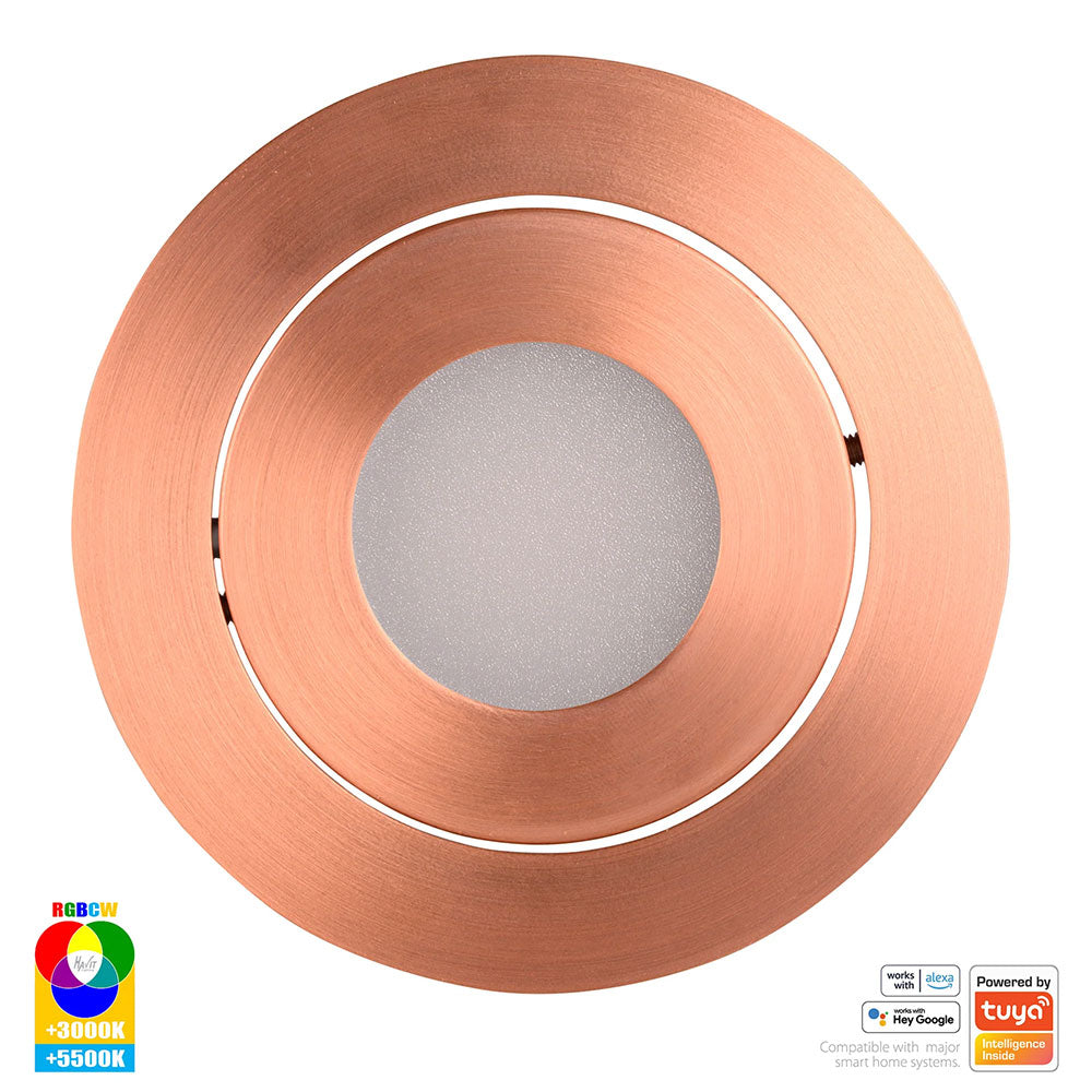 Prime Wi-Fi 12W RGBCW 240V LED Tilt Downlight Copper - HV5512RGBCW-CP