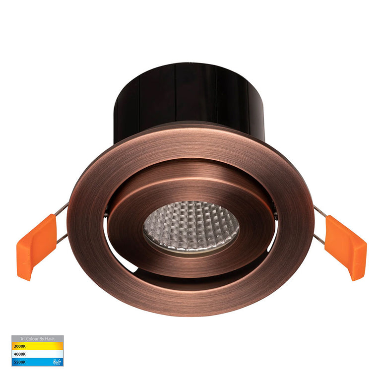 Prime 12W CCT 240V LED Tilt Downlight Antique Brass - HV5512T-AB