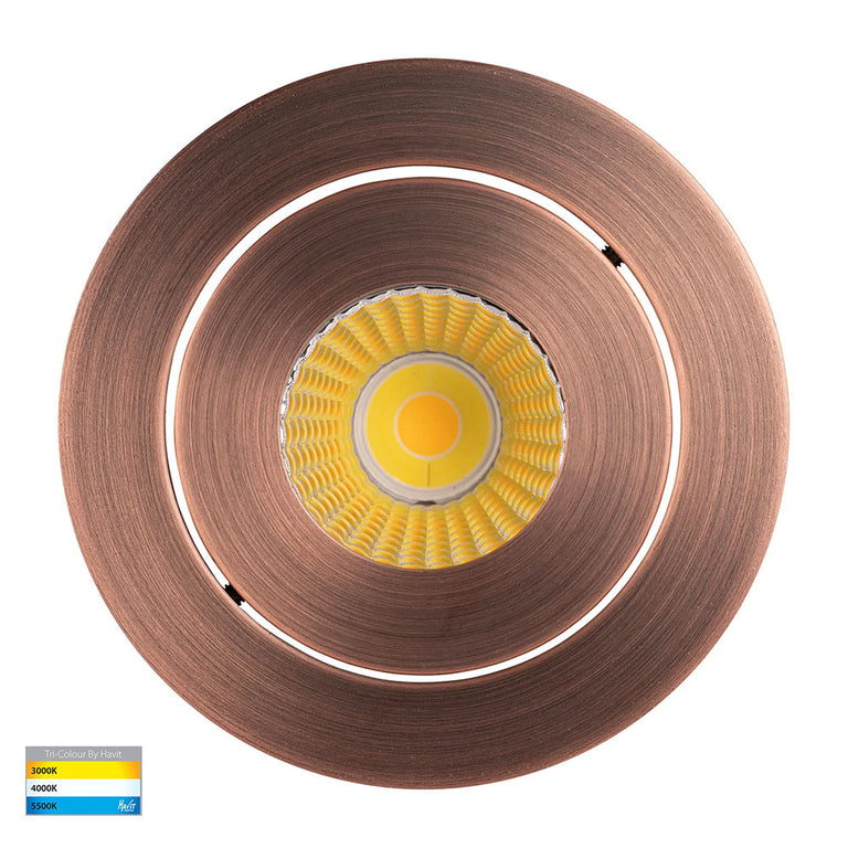 Prime 12W CCT 240V LED Tilt Downlight Antique Brass - HV5512T-AB