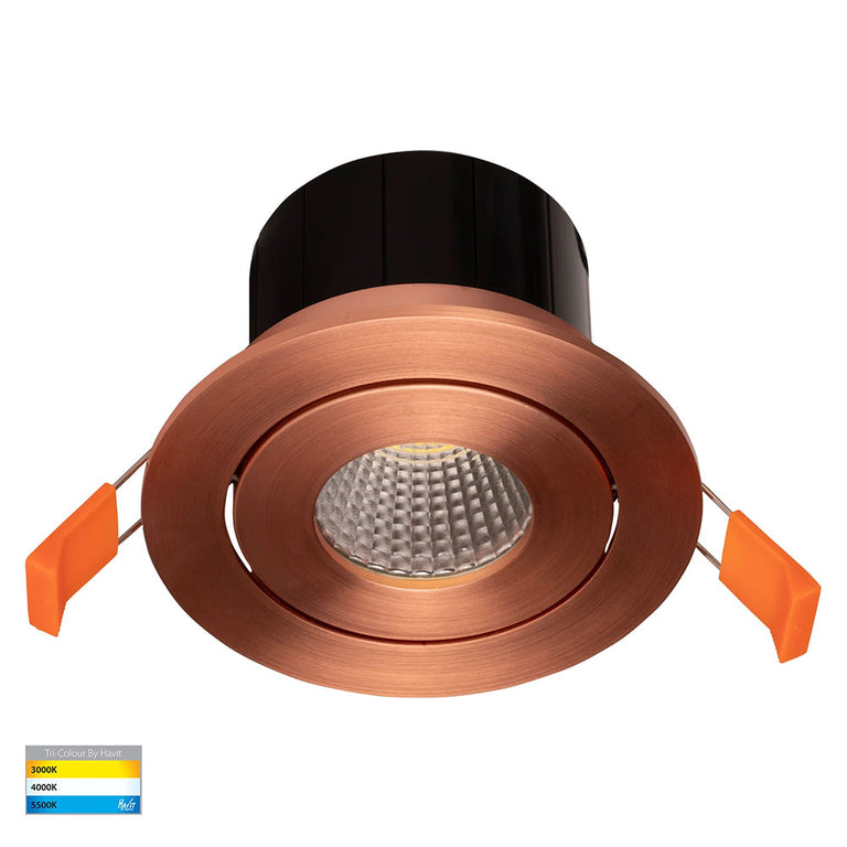 Prime 12W CCT 240V LED Tilt Downlight Copper - HV5512T-CP