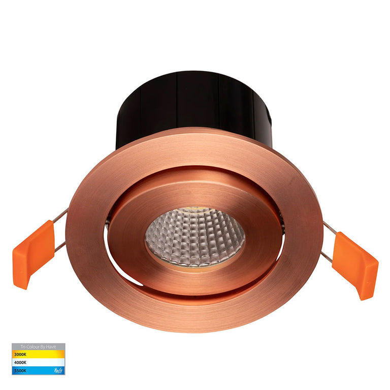 Prime 12W CCT 240V LED Tilt Downlight Copper - HV5512T-CP