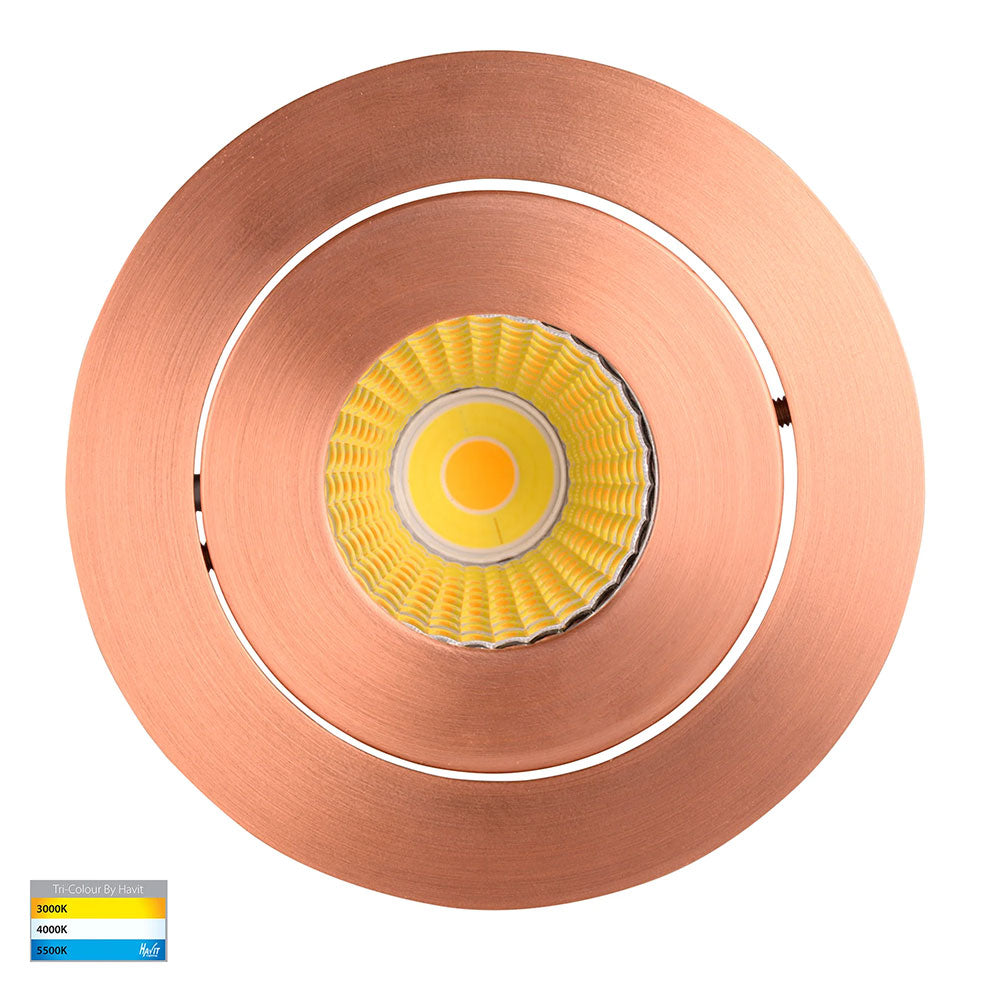 Prime 12W CCT 240V LED Tilt Downlight Copper - HV5512T-CP