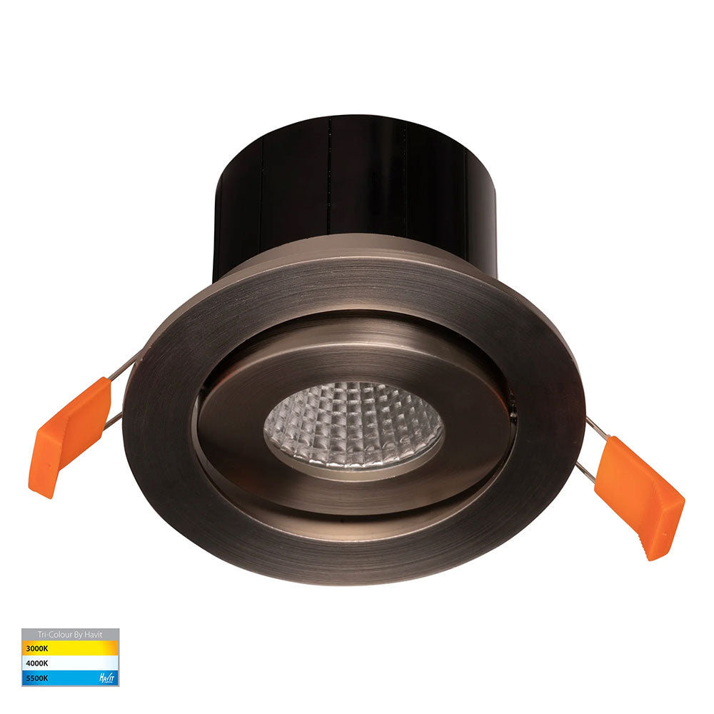 Prime 12W CCT 240V LED Tilt Downlight Nickel - HV5512T-NK