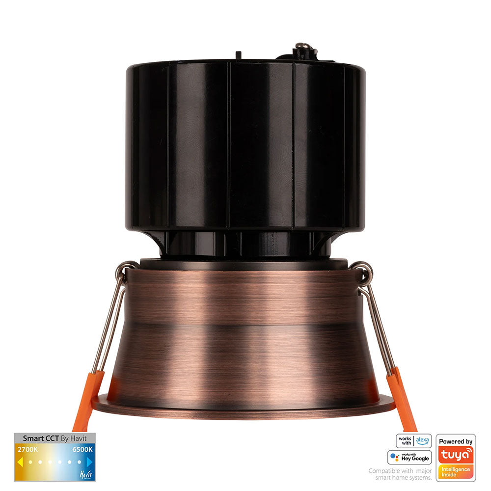Prime Wi-Fi 12W CCT 240V LED Fixed Deep 84mm Downlight Antique Brass - HV5513CCT-AB
