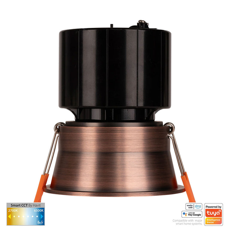 Prime Wi-Fi 12W CCT 240V LED Fixed Deep 84mm Downlight Antique Brass - HV5513CCT-AB