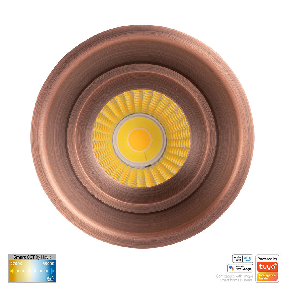 Prime Wi-Fi 12W CCT 240V LED Fixed Deep 84mm Downlight Antique Brass - HV5513CCT-AB