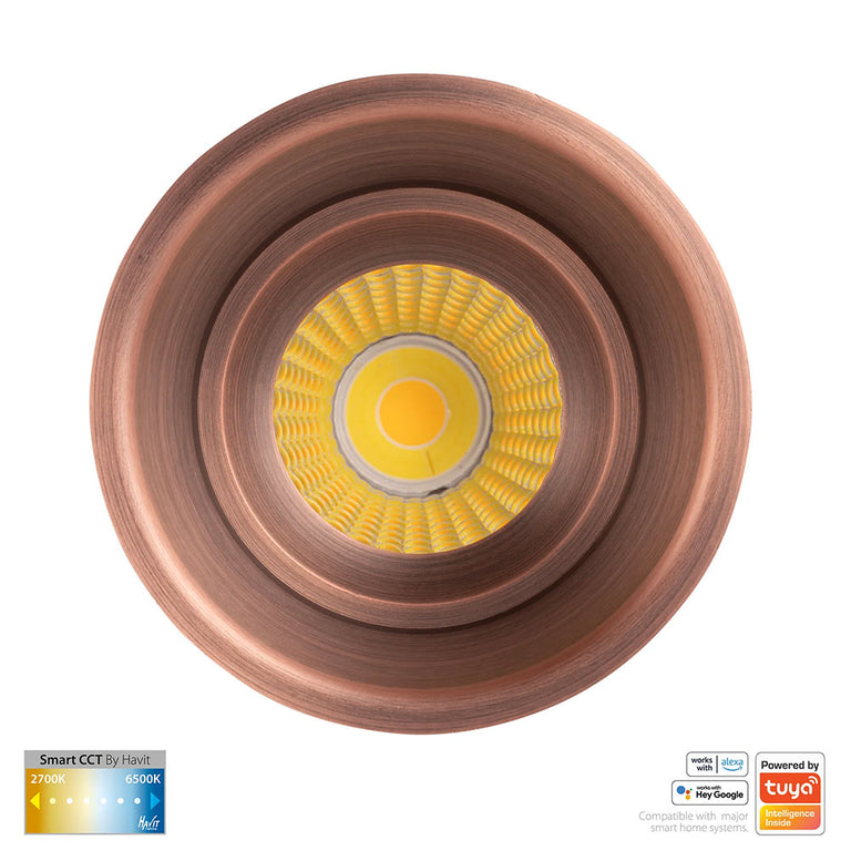 Prime Wi-Fi 12W CCT 240V LED Fixed Deep 84mm Downlight Antique Brass - HV5513CCT-AB