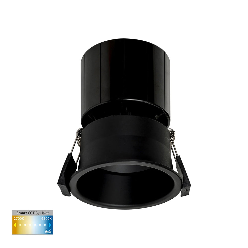 Prime Wi-Fi 12W CCT 240V LED Fixed Deep 84mm Downlight Black - HV5513CCT-BLK