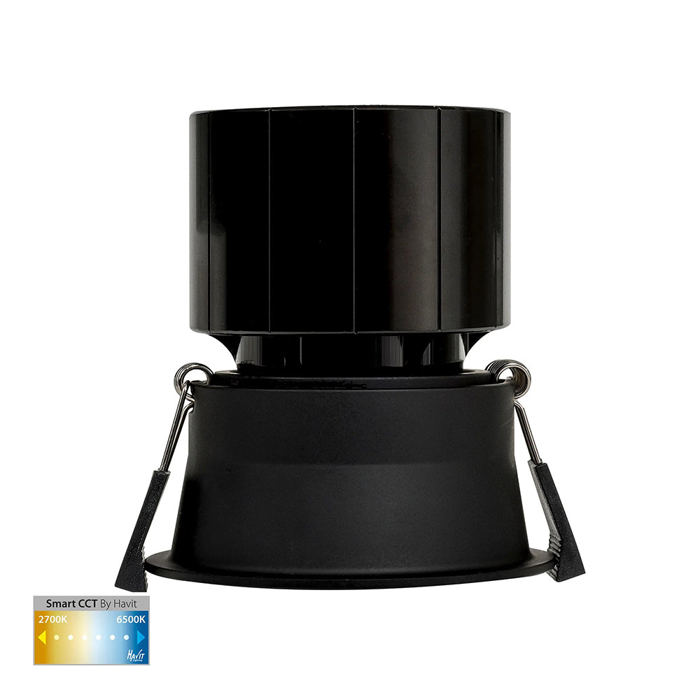 Prime Wi-Fi 12W CCT 240V LED Fixed Deep 84mm Downlight Black - HV5513CCT-BLK