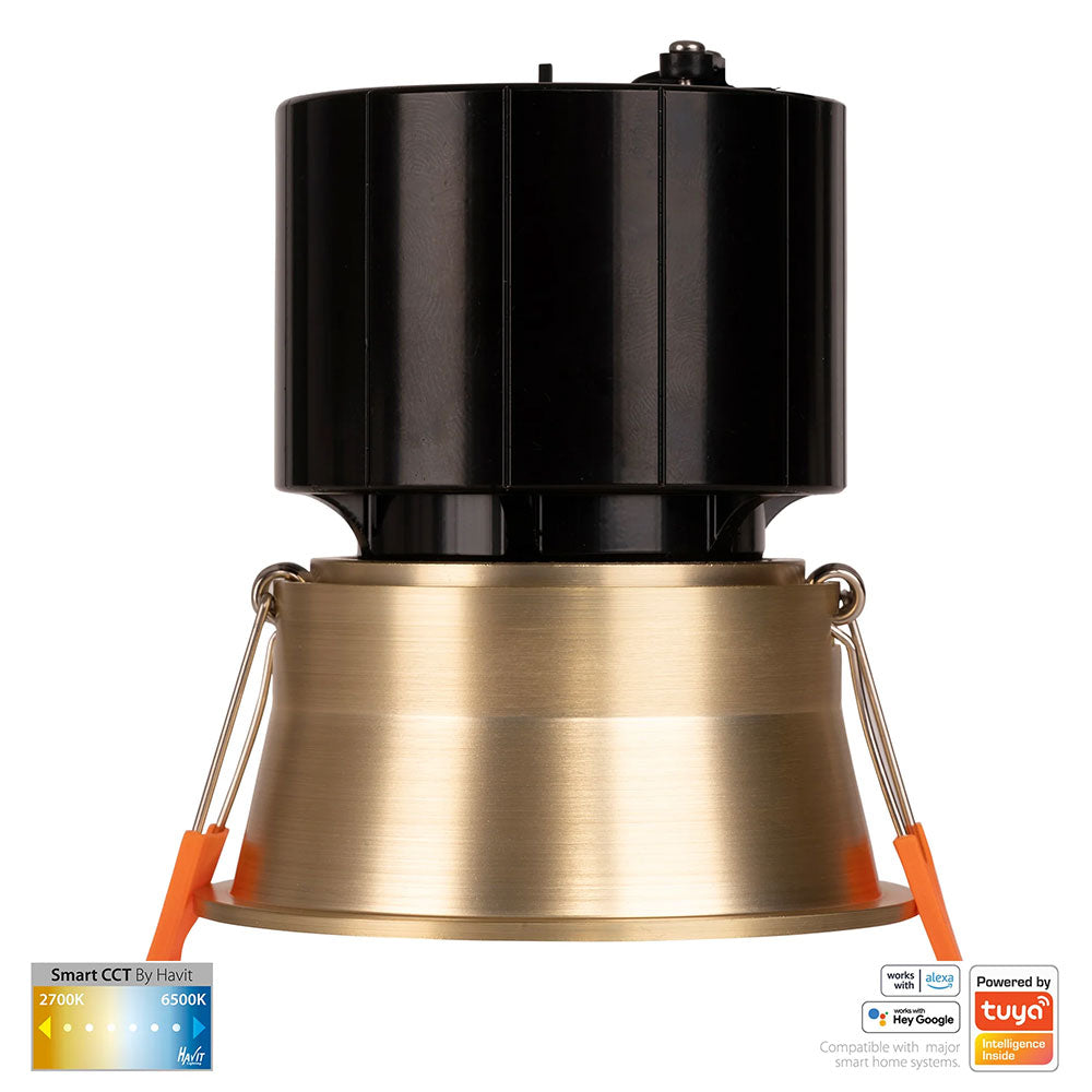 Prime Wi-Fi 12W CCT 240V LED Fixed Deep 84mm Downlight Brass - HV5513CCT-BR