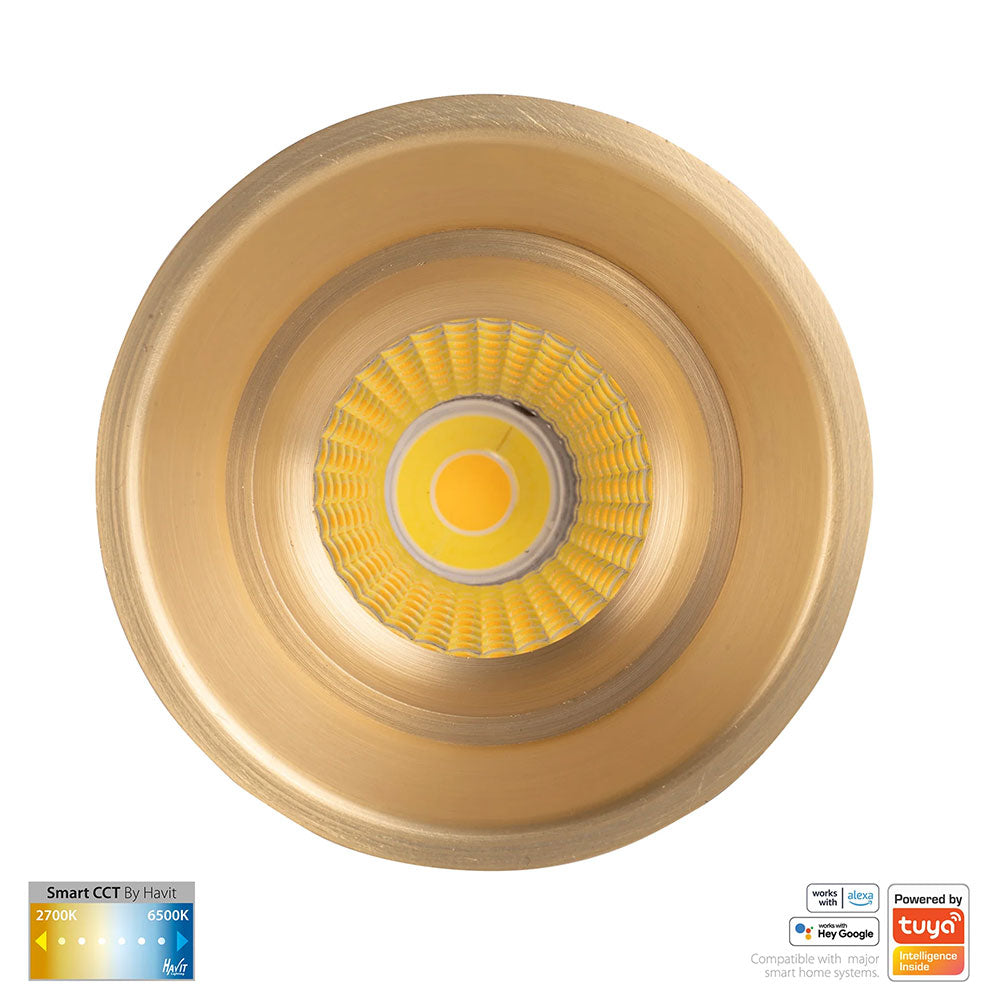 Prime Wi-Fi 12W CCT 240V LED Fixed Deep 84mm Downlight Brass - HV5513CCT-BR
