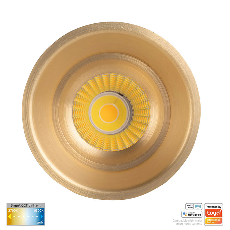 Prime Wi-Fi 12W CCT 240V LED Fixed Deep 84mm Downlight Brass - HV5513CCT-BR