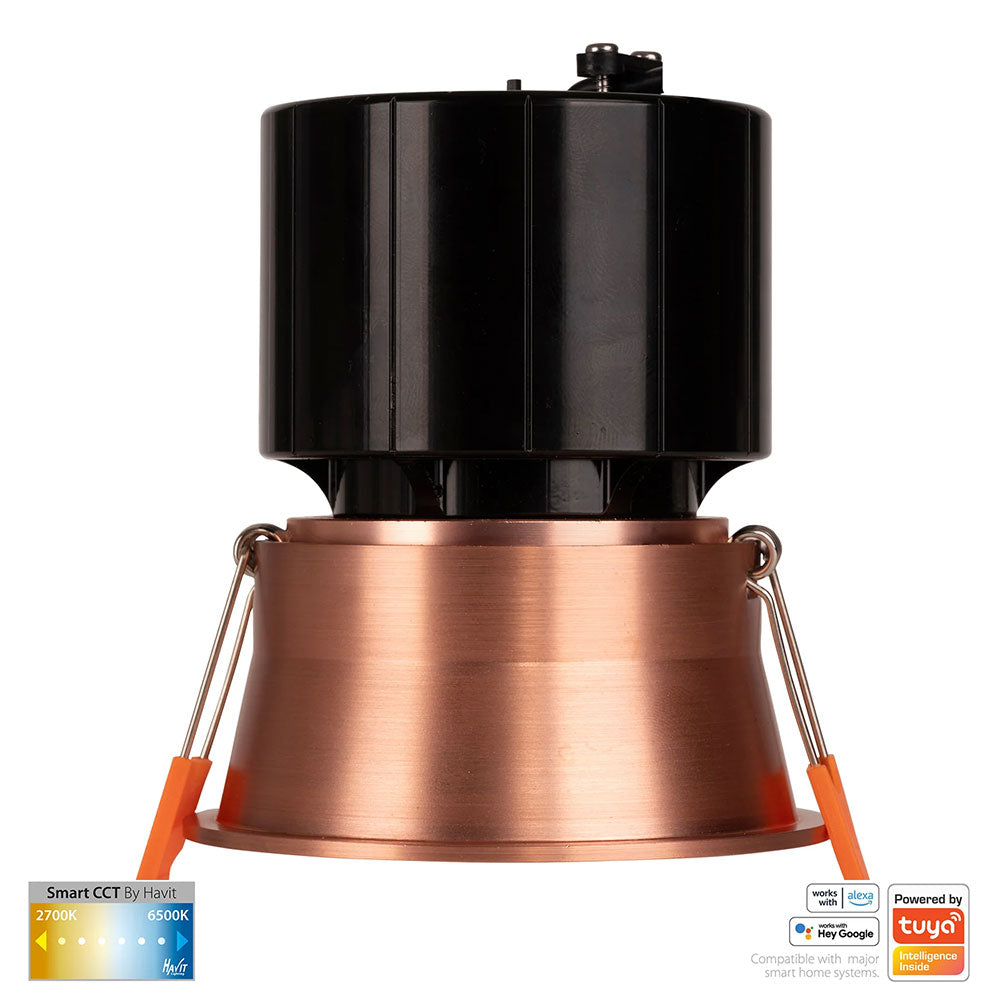 Prime Wi-Fi 12W CCT 240V LED Fixed Deep 84mm Downlight Copper- HV5513CCT-CP