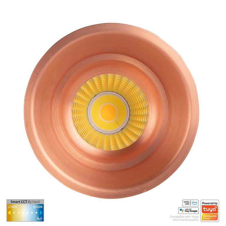 Prime Wi-Fi 12W CCT 240V LED Fixed Deep 84mm Downlight Copper- HV5513CCT-CP