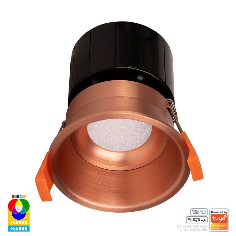 Prime Wi-Fi 12W RGBCW 240V LED Fixed Deep 84mm Downlight Copper - HV5513RGBCW-CP