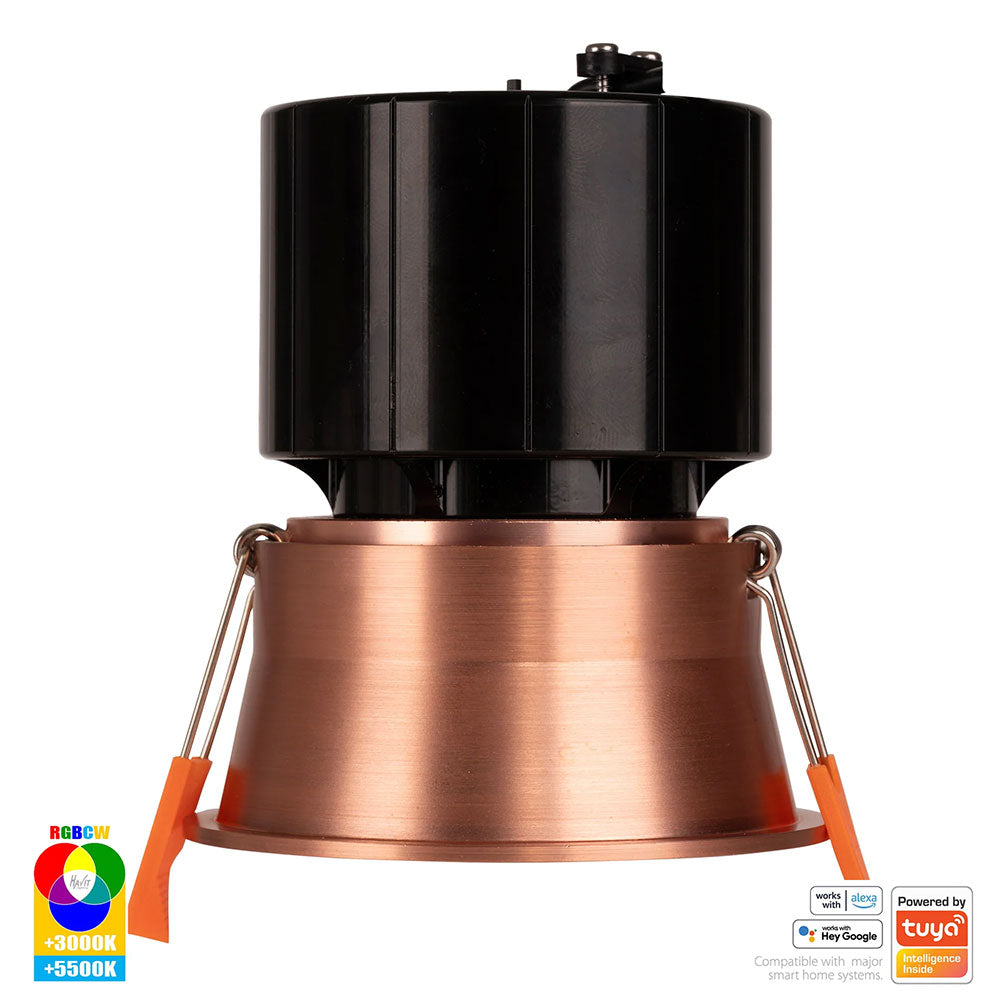 Prime Wi-Fi 12W RGBCW 240V LED Fixed Deep 84mm Downlight Copper - HV5513RGBCW-CP