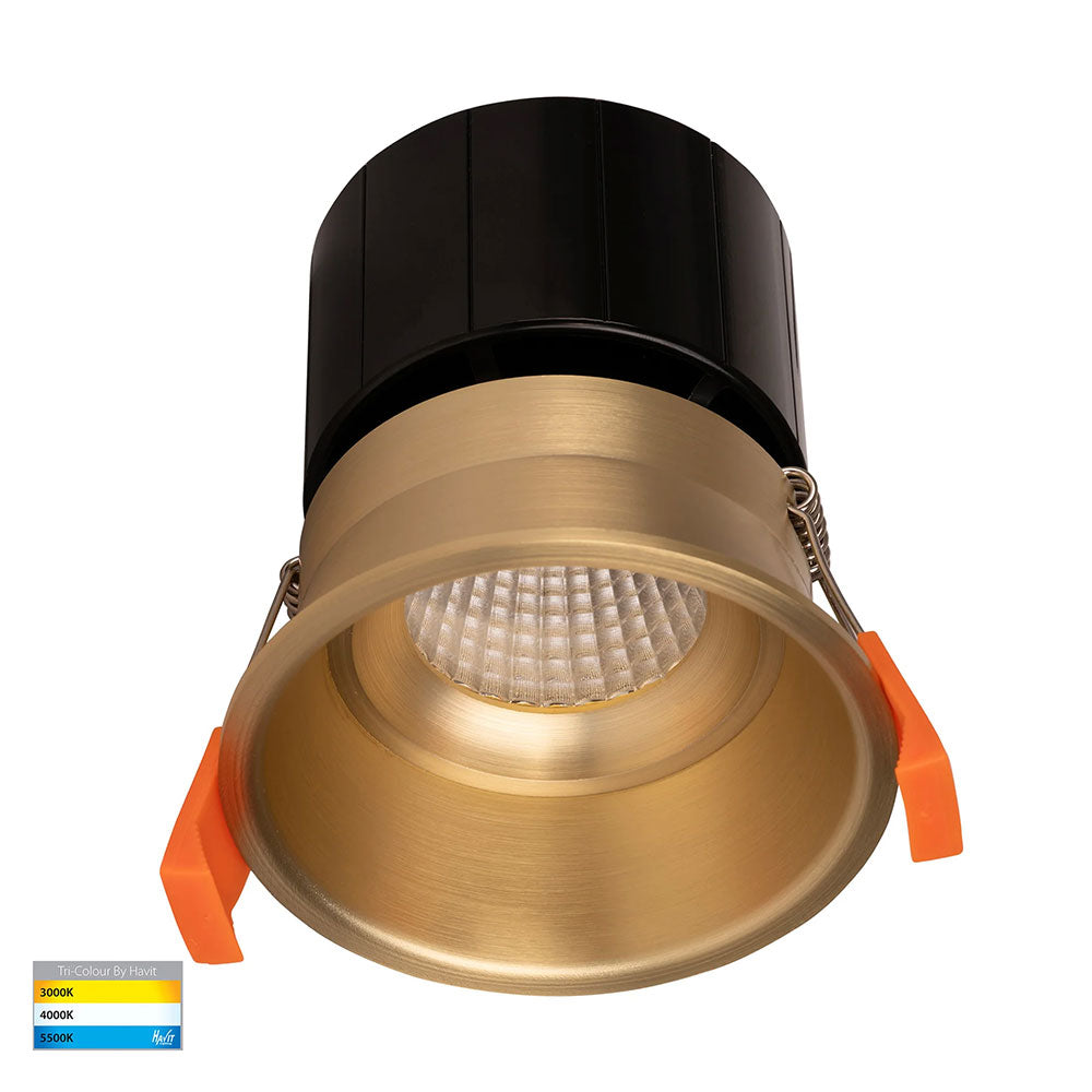 Prime 12W CCT 240V Deepset LED Downlight 84mm Brass - HV5513T-BR