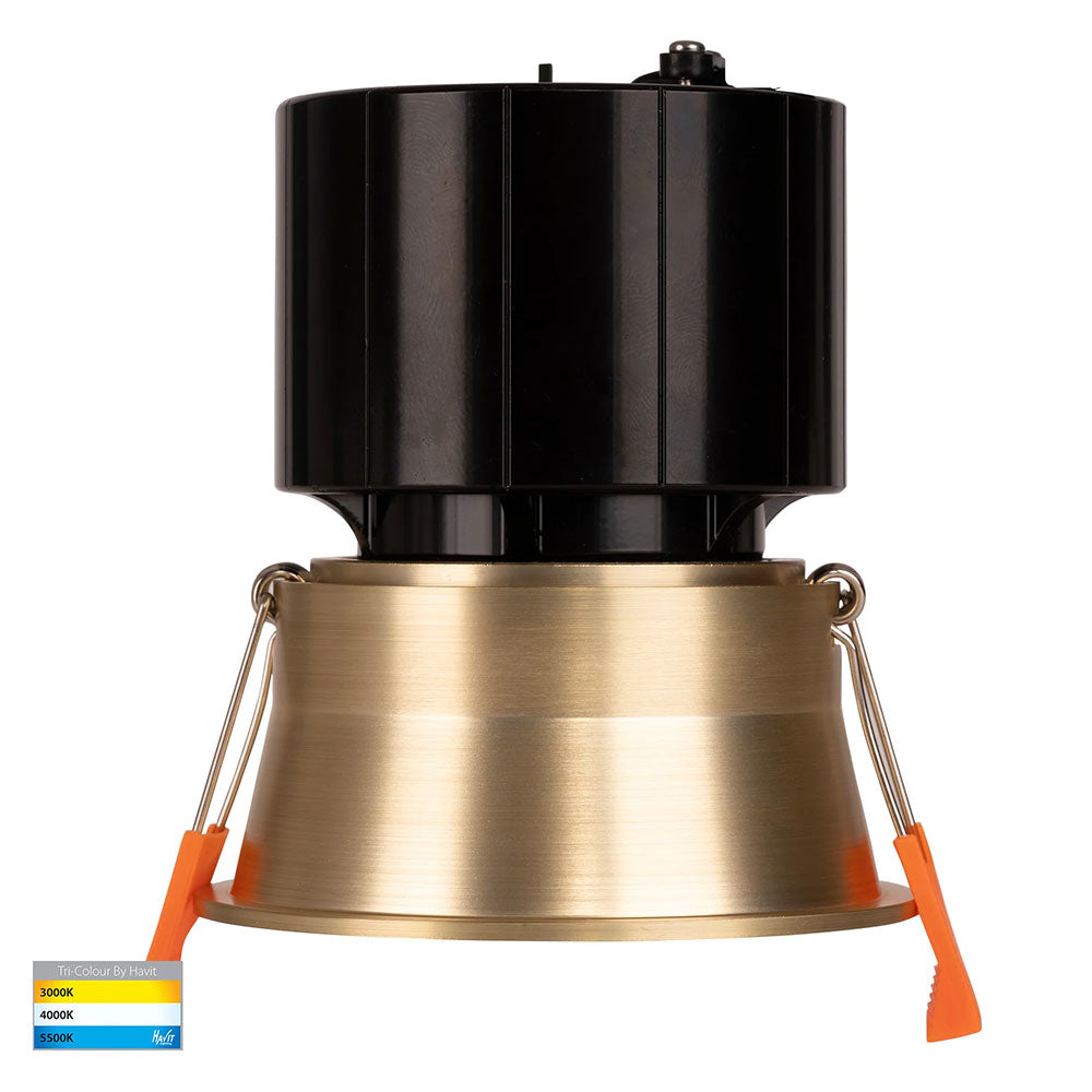 Prime 12W CCT 240V Deepset LED Downlight 84mm Brass - HV5513T-BR