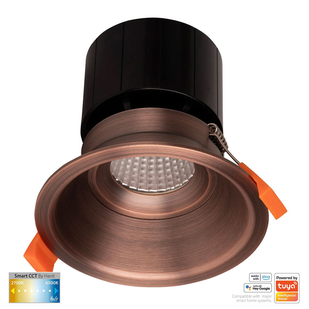 Prime Wi-Fi 12W CCT 240V LED 105mm Fixed Deep Downlight Antique Brass - HV5514CCT-AB
