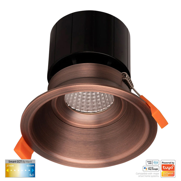 Prime Wi-Fi 12W CCT 240V LED 105mm Fixed Deep Downlight Antique Brass - HV5514CCT-AB