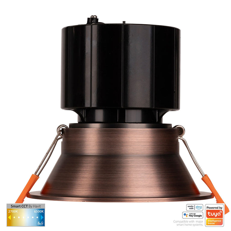 Prime Wi-Fi 12W CCT 240V LED 105mm Fixed Deep Downlight Antique Brass - HV5514CCT-AB