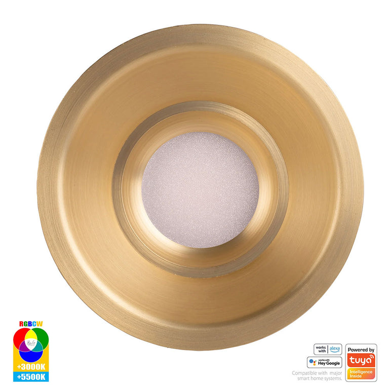 Prime Wi-Fi 12W 240V LED 105mm RGBCW Fixed Deep Downlight Brass - HV5514RGBCW-BR
