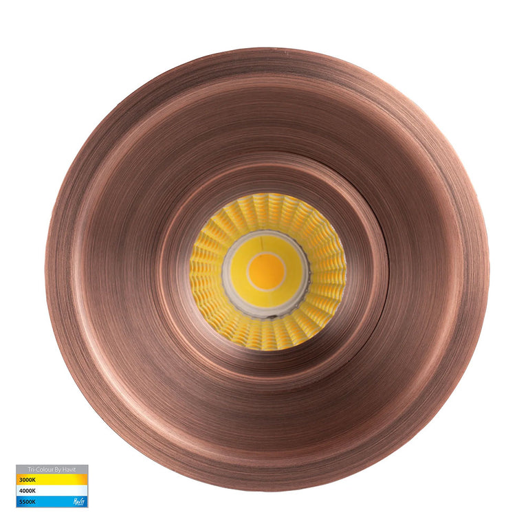 Prime 12W CCT 240V LED 105mm Deep Fixed Downlight Antique Brass - HV5514T-AB