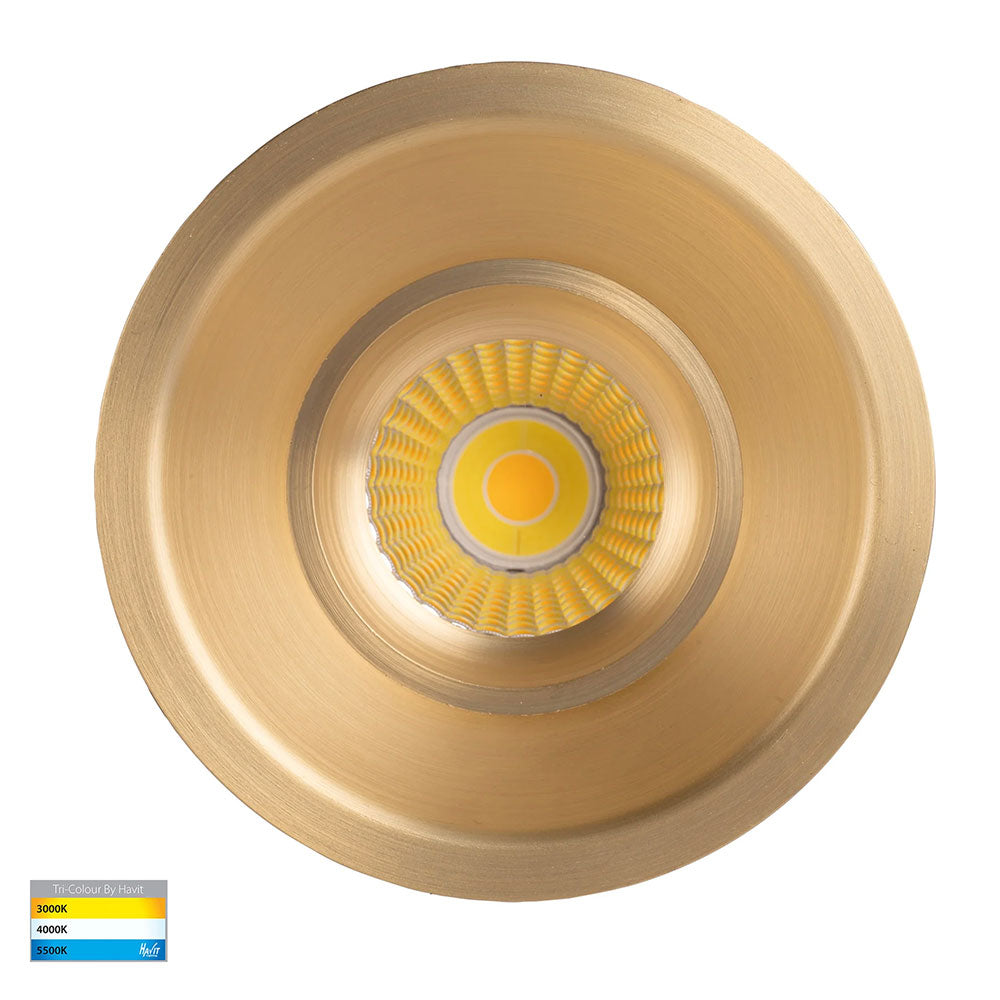 Prime 12W CCT 240V LED 105mm Deep Fixed Downlight Brass - HV5514T-BR