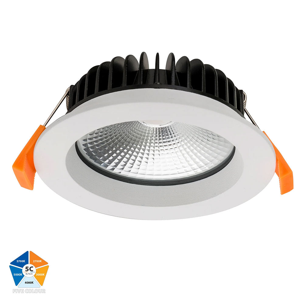 Ora 13W 5 Colurs 240V LED 110mm Downlight White - HV5530T-WHT