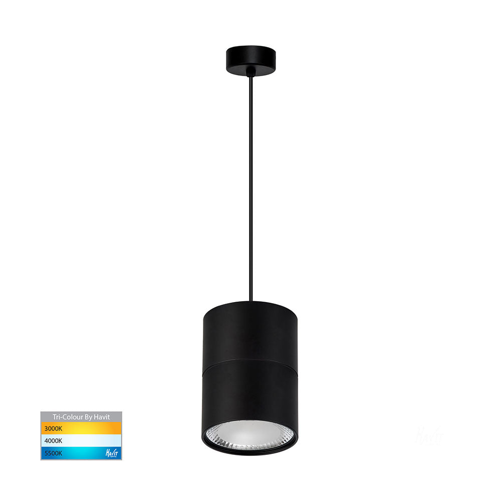 Nella 12W CCT 240V LED Round Pendant Black - HV5803T-BLK-P