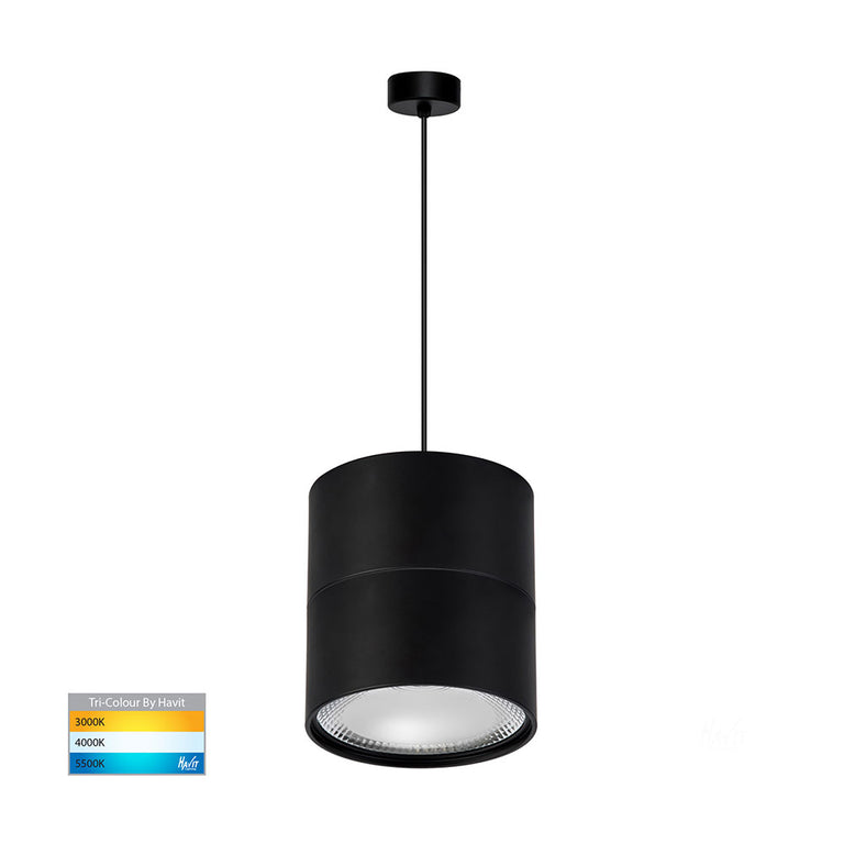 Nella 18W CCT 240V LED Round Pendant Black - HV5805T-BLK-P