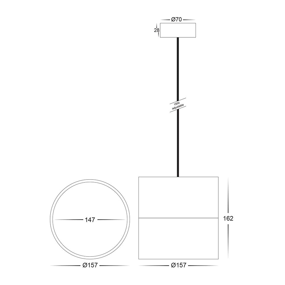Nella 18W CCT 240V LED Round Pendant White - HV5805T-WHT-P