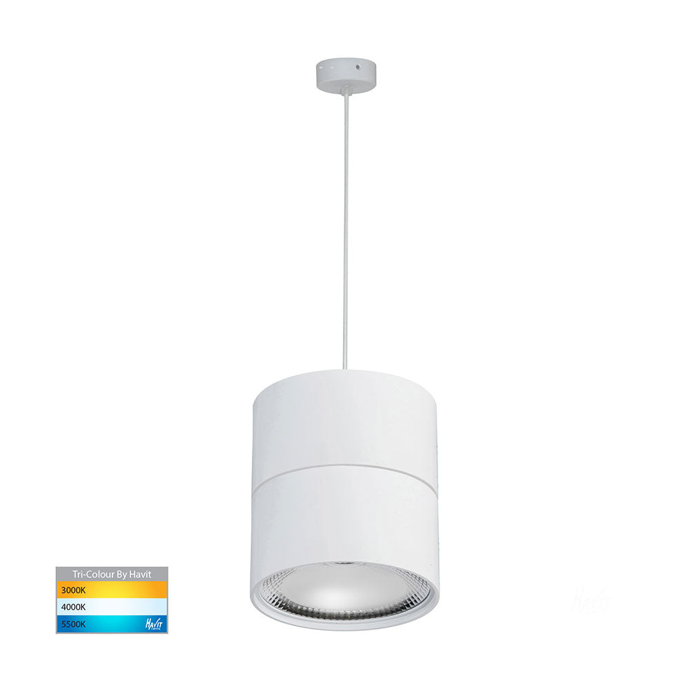 Nella 18W CCT 240V LED Round Pendant White - HV5805T-WHT-P