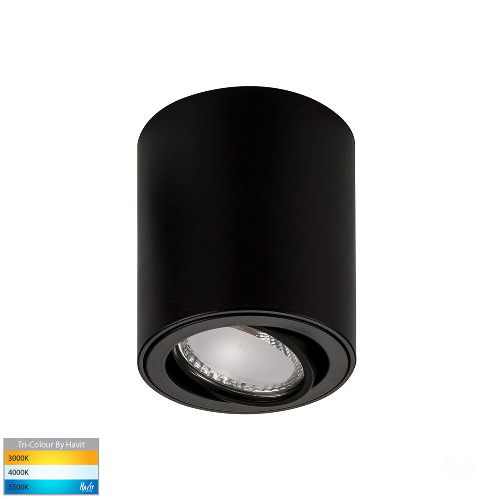 Nella 7W CCT 240V LED Tilt LED Downlight Black - HV5812T-BLK